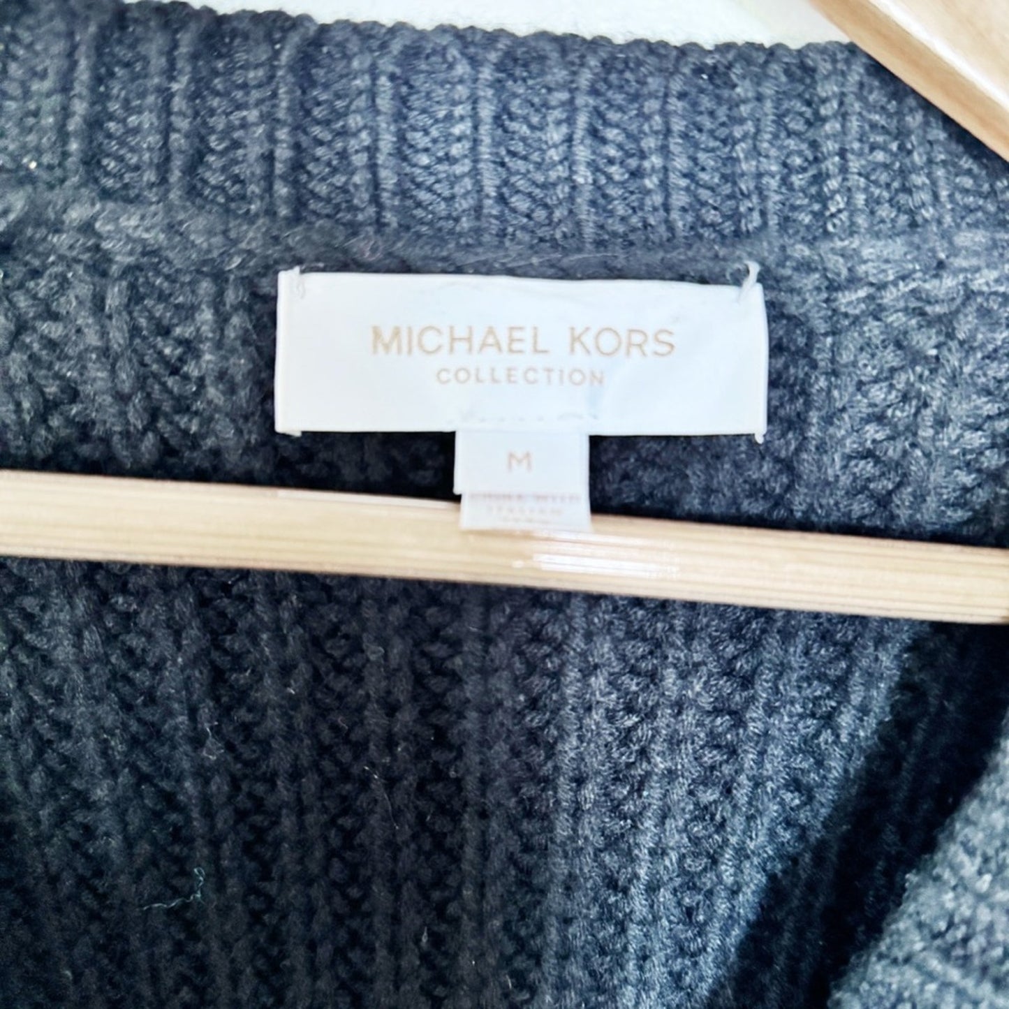Michael Kors Collection Black Cashmere V-Neck Button Cardigan Sweater medium