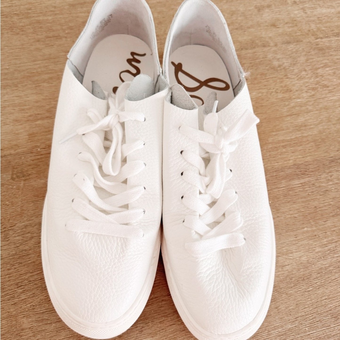 Sam Edelman poppy White Leather Low-Top Sneaker 8.5 women’s