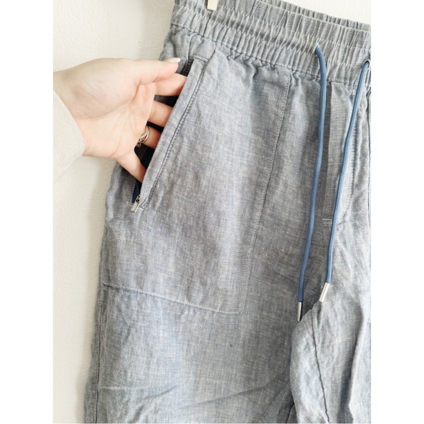 Athleta Light Blue Heathered Linen-Blend Jogger Pants size 2