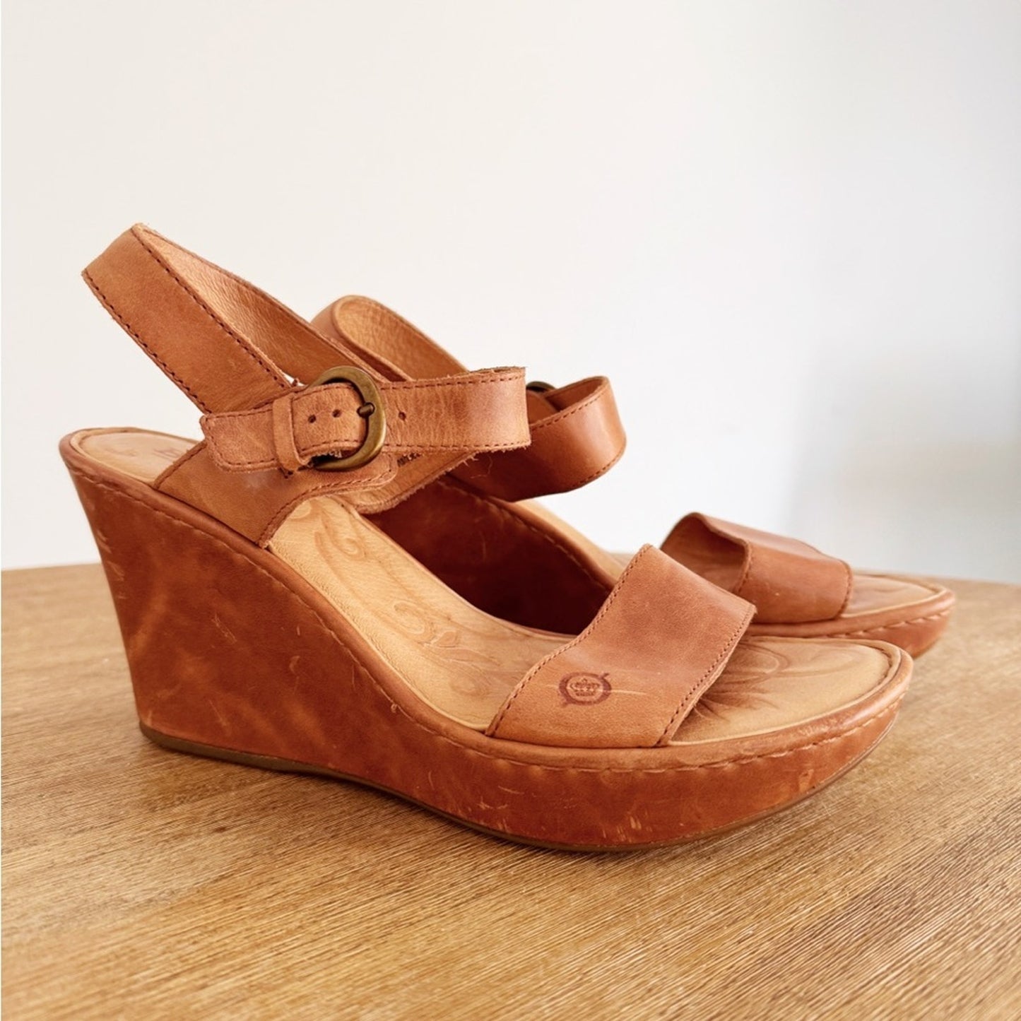 Børn "Lenore" leather platform wedge sandals 9M