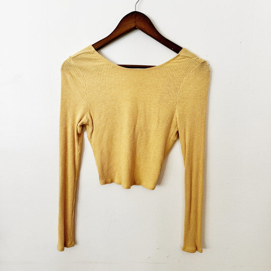 Medium | Altrd state Yellow long sleeve crossy back top
