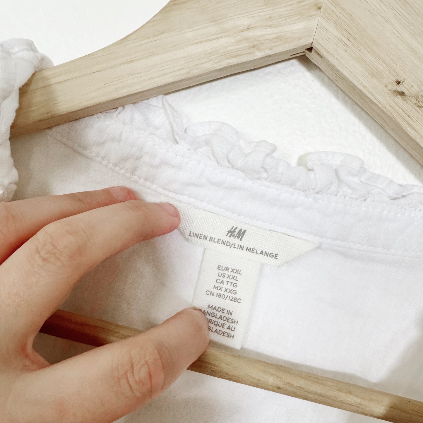 XXL | H&M White linen balloon sleeve blouse