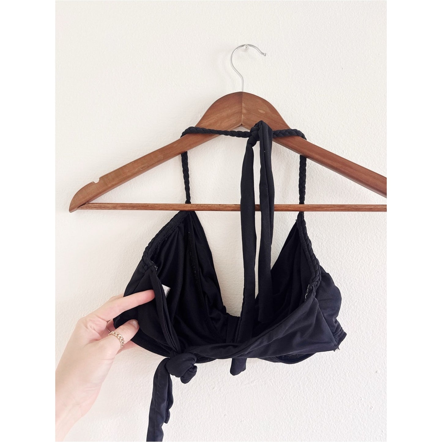 Carmen Marc Valvo Black Braided Halter swim top medium