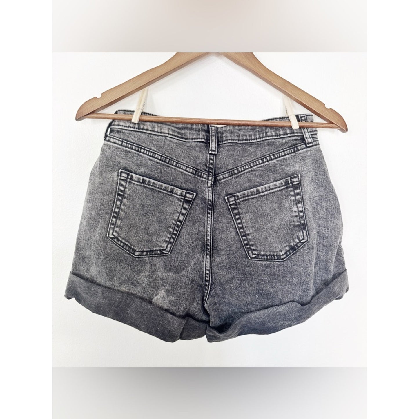 wild fable Black Acid-Wash Denim Shorts 4/6