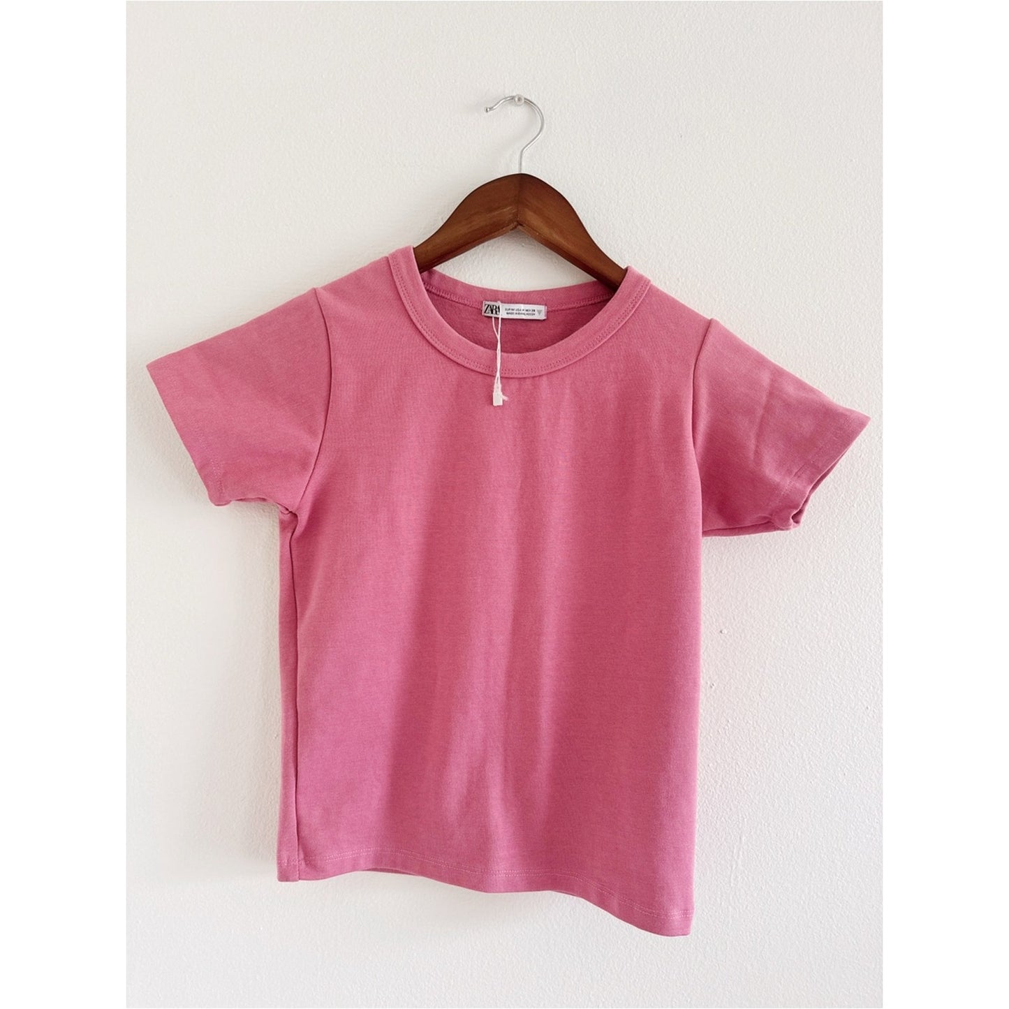 Zara Pink Short-Sleeve Baby Tee medium