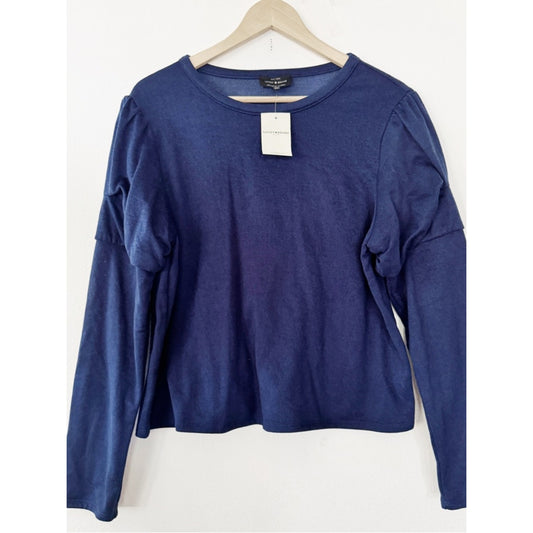 Lucky Brand Navy Long Sleeve Puff-Sleeve Tee XL