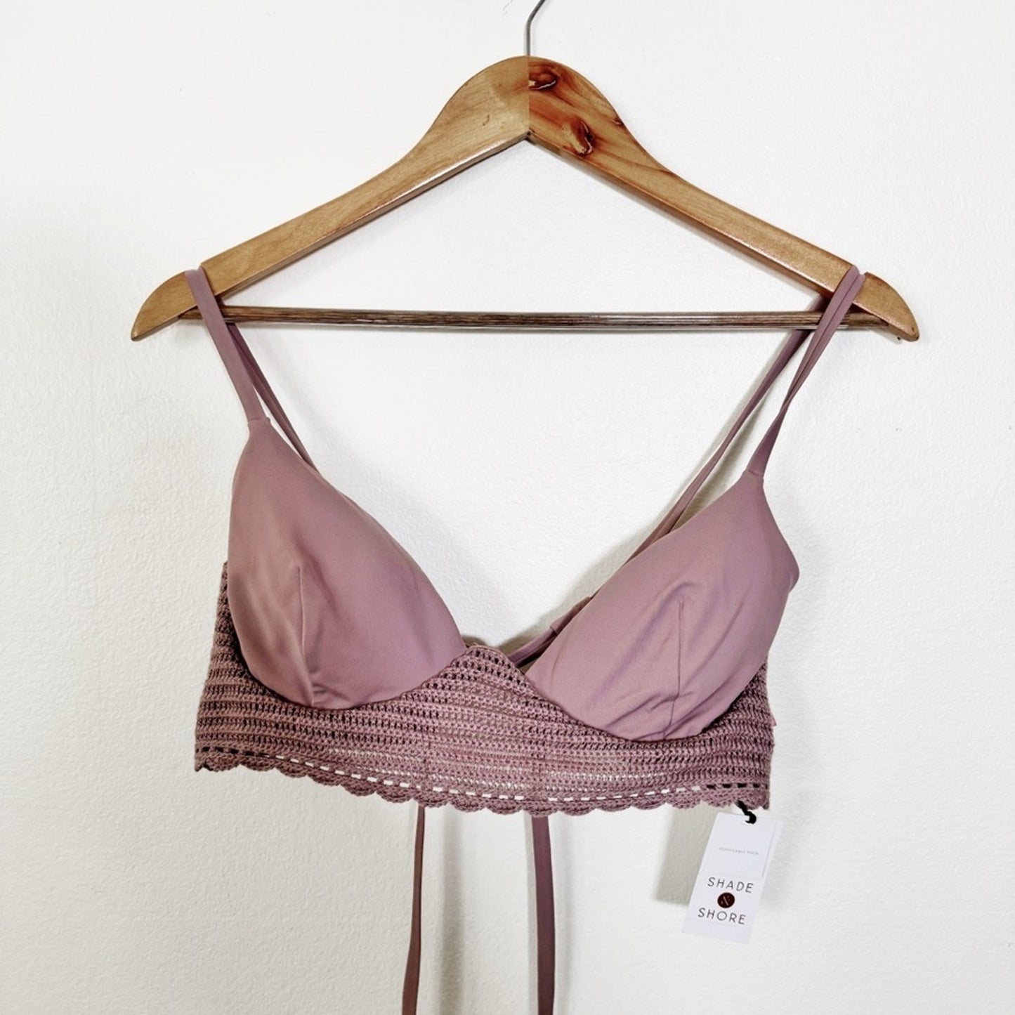 Shade and shore NWT purple crochet bikini top 36D