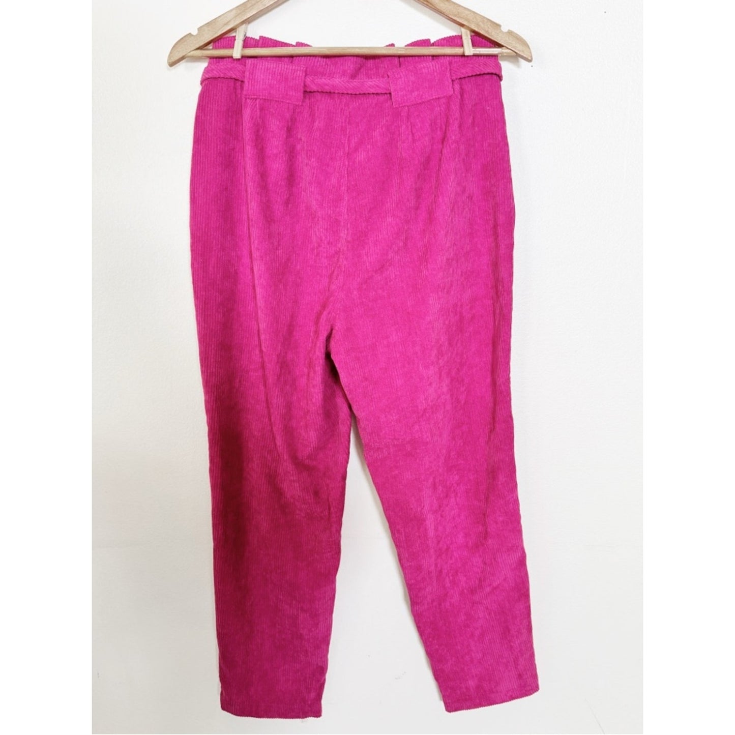 Lyn Burches Fuchsia Paperbag Corduroy Pants with Tie Waist medium