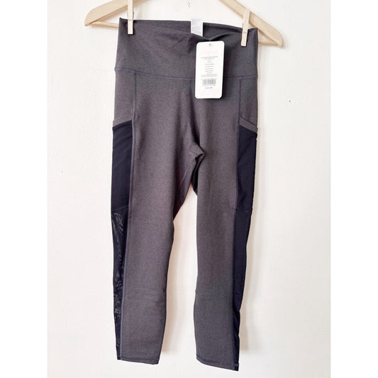 Fabletics Gray Leggings with Black Side Panels small NWT