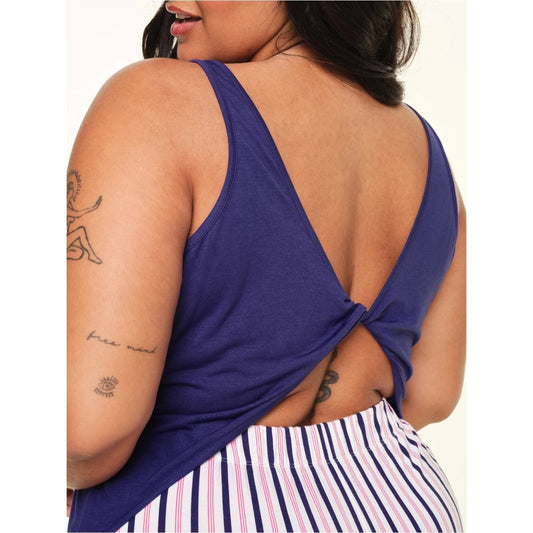 Adore Me Women's navy Scoop Neck Tank Top open back large