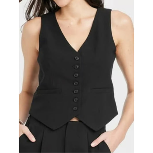 a new day Black V-Neck Button Vest small