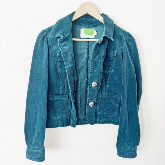 Anthropologie emerald corduroy jacket XXS