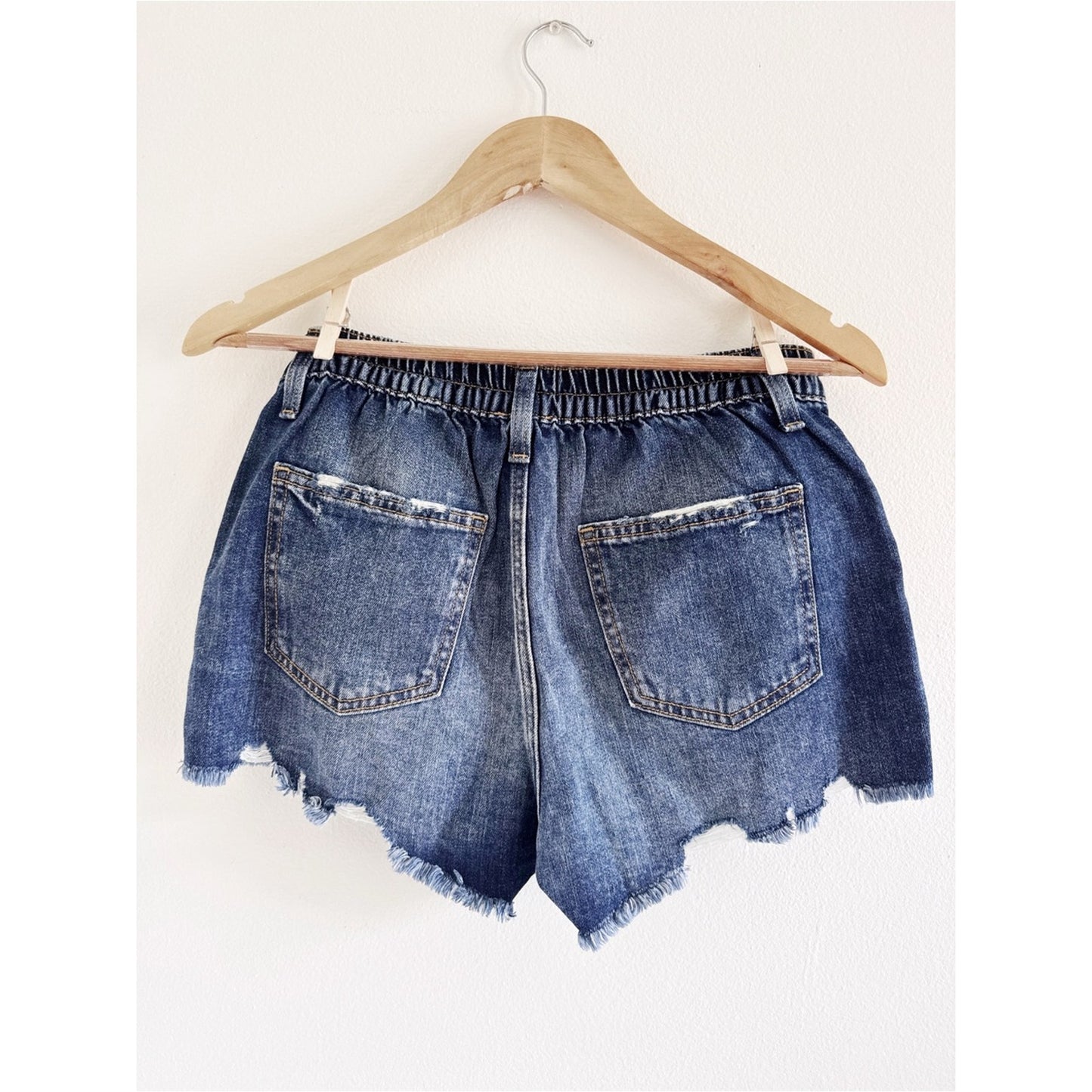 aerie Ripped Mid-Rise Blue Denim Shorts xs NWT