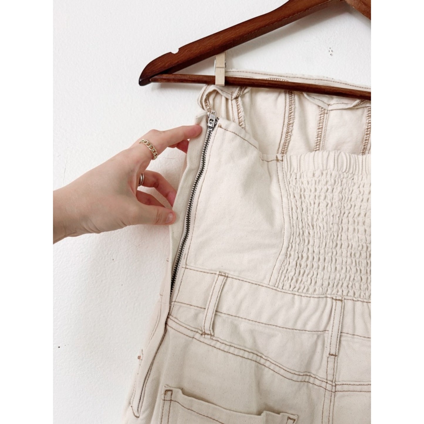 wild fable Cream Strapless Jumpsuit size small