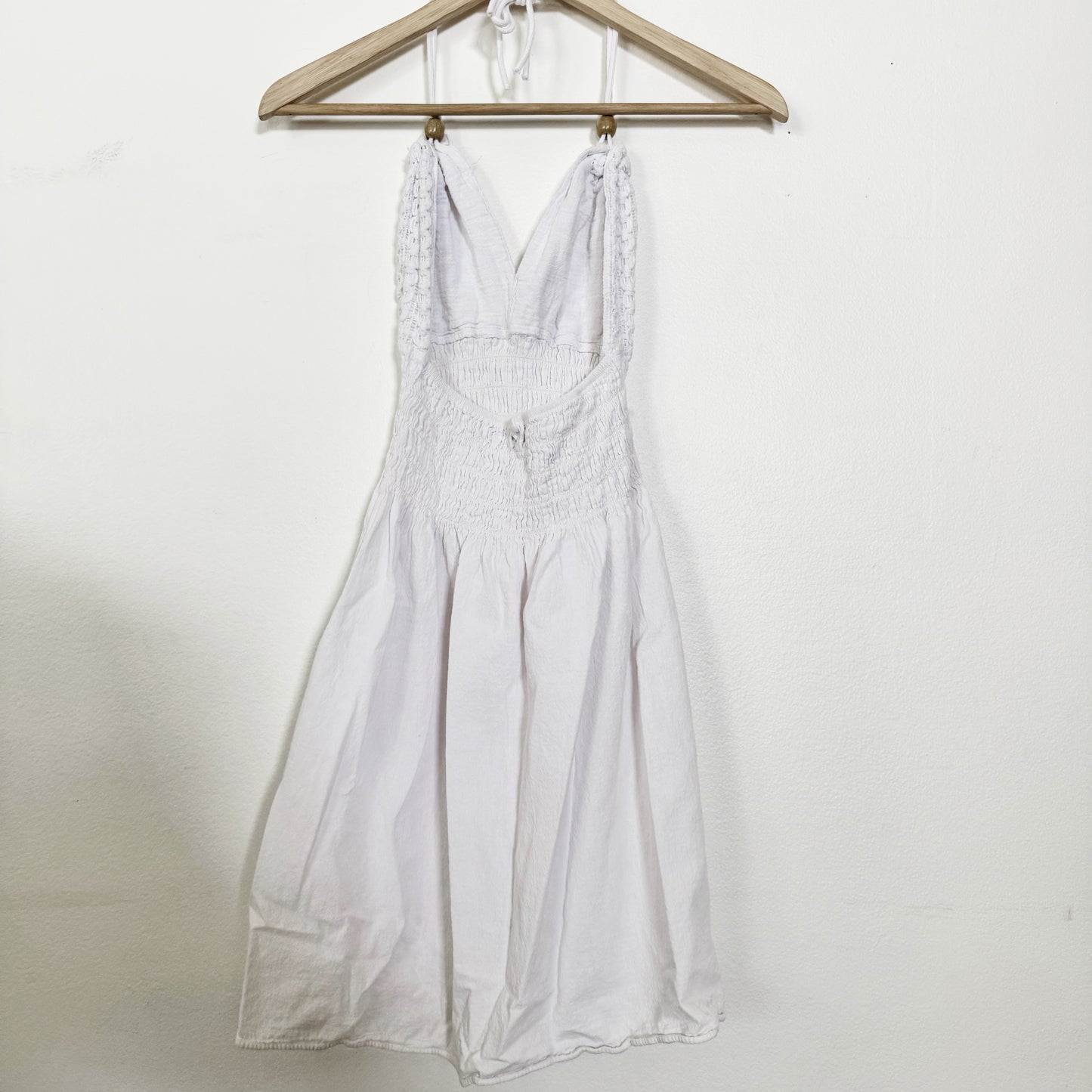 Medium | cotton natural White crochet halter dress