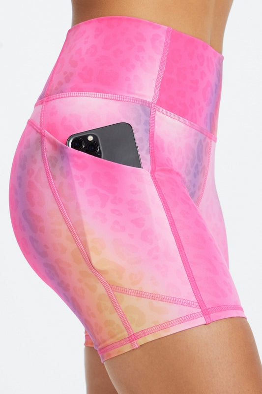 Medium | fabletics leopard hot pink biker shorts