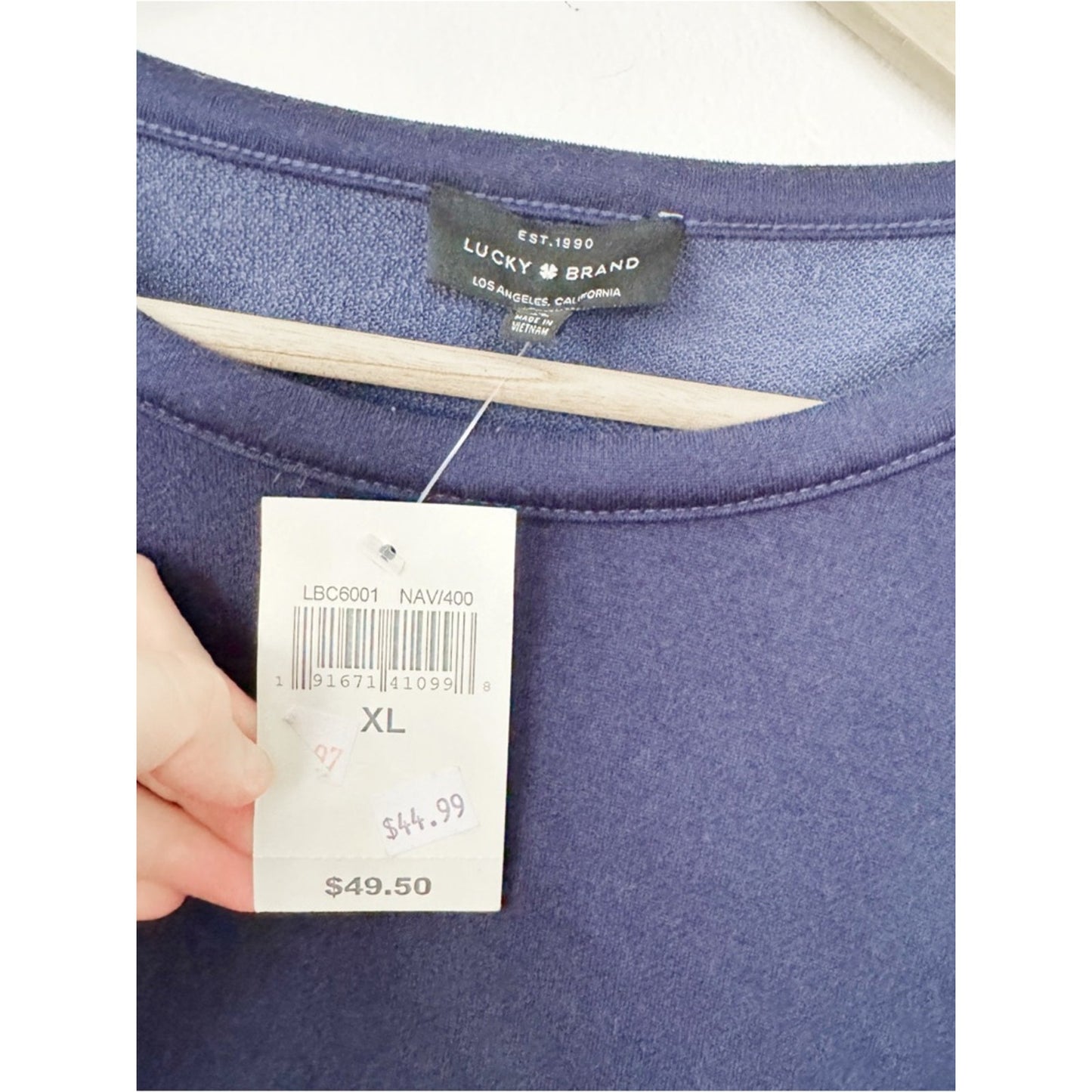 Lucky Brand Navy Long Sleeve Puff-Sleeve Tee XL