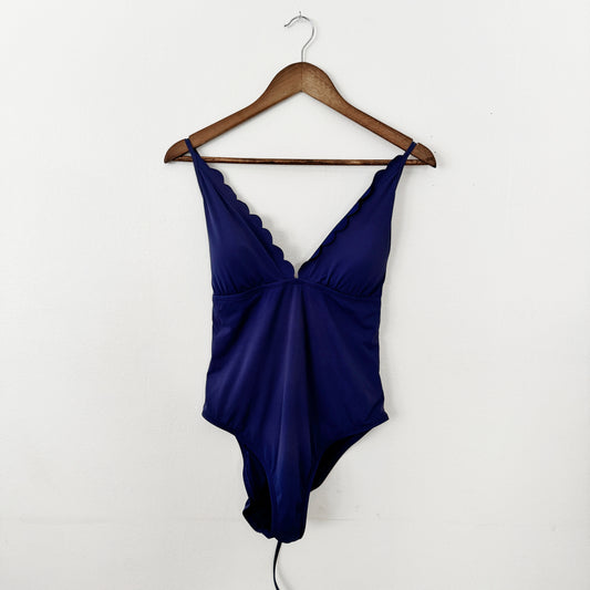 12 | navy blue scallop one piece bathing suit