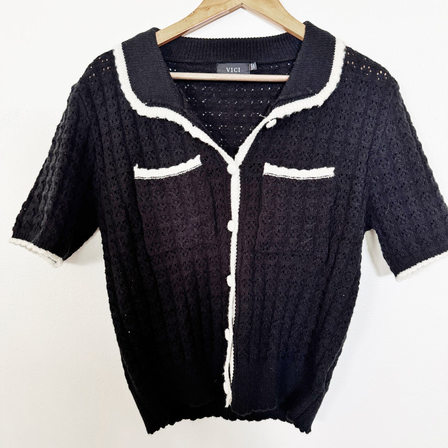 XL | vici black/beige knit top