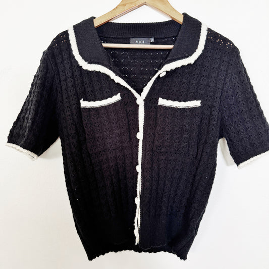 XL | vici black/beige knit top