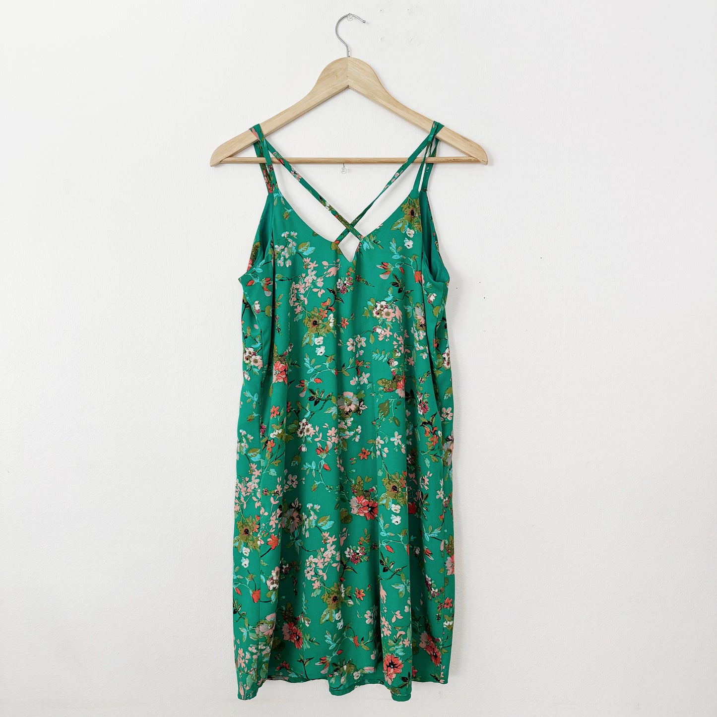 Medium | green floral chiffon dress