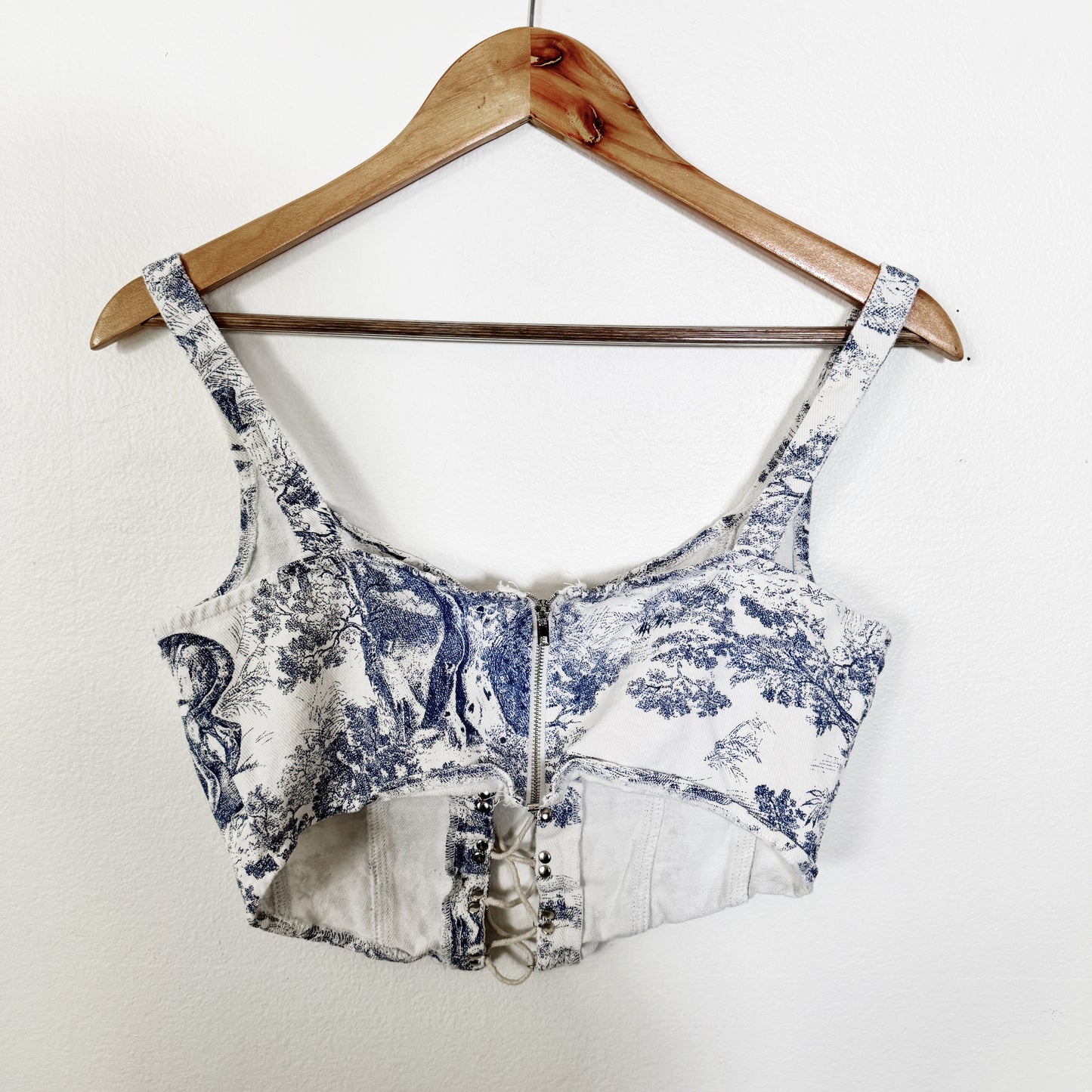 Large | cider Woven crop top lace up