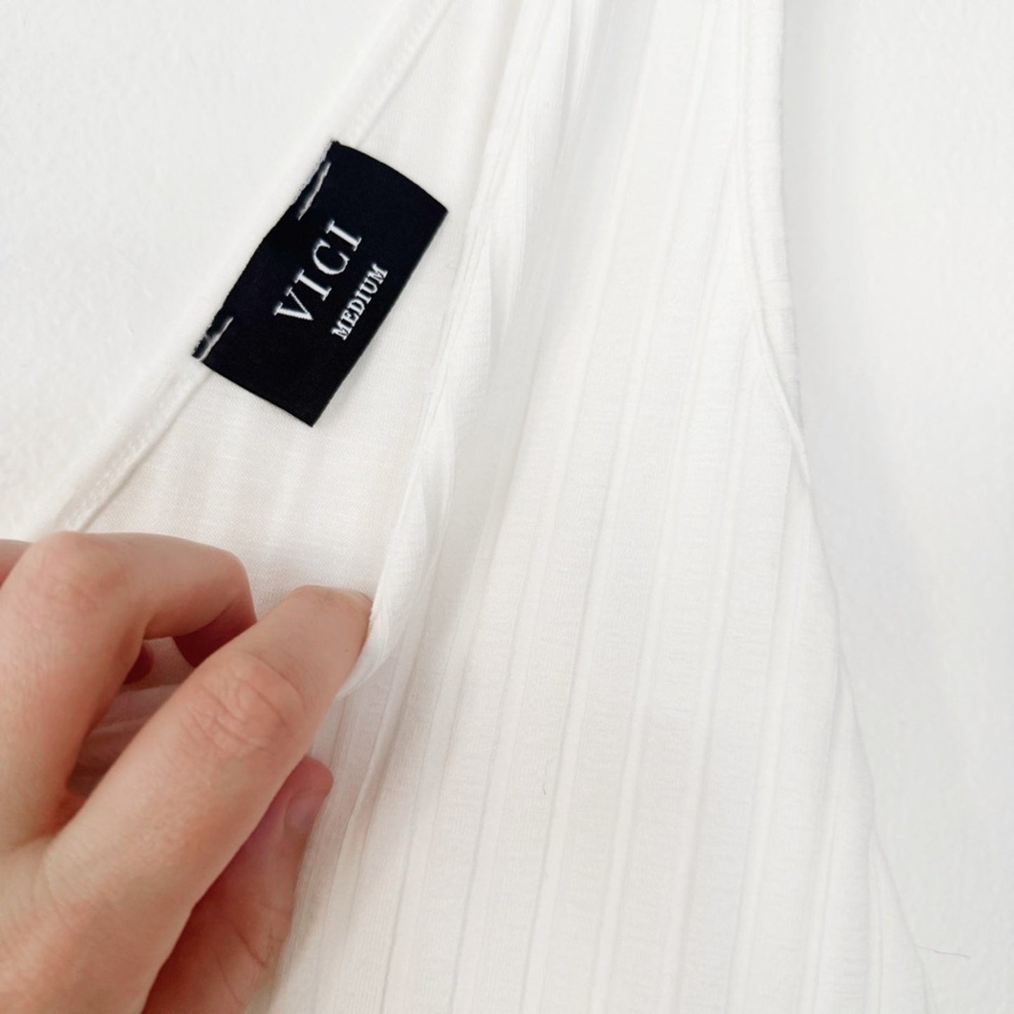 Vici White Ribbed Knit dress medium