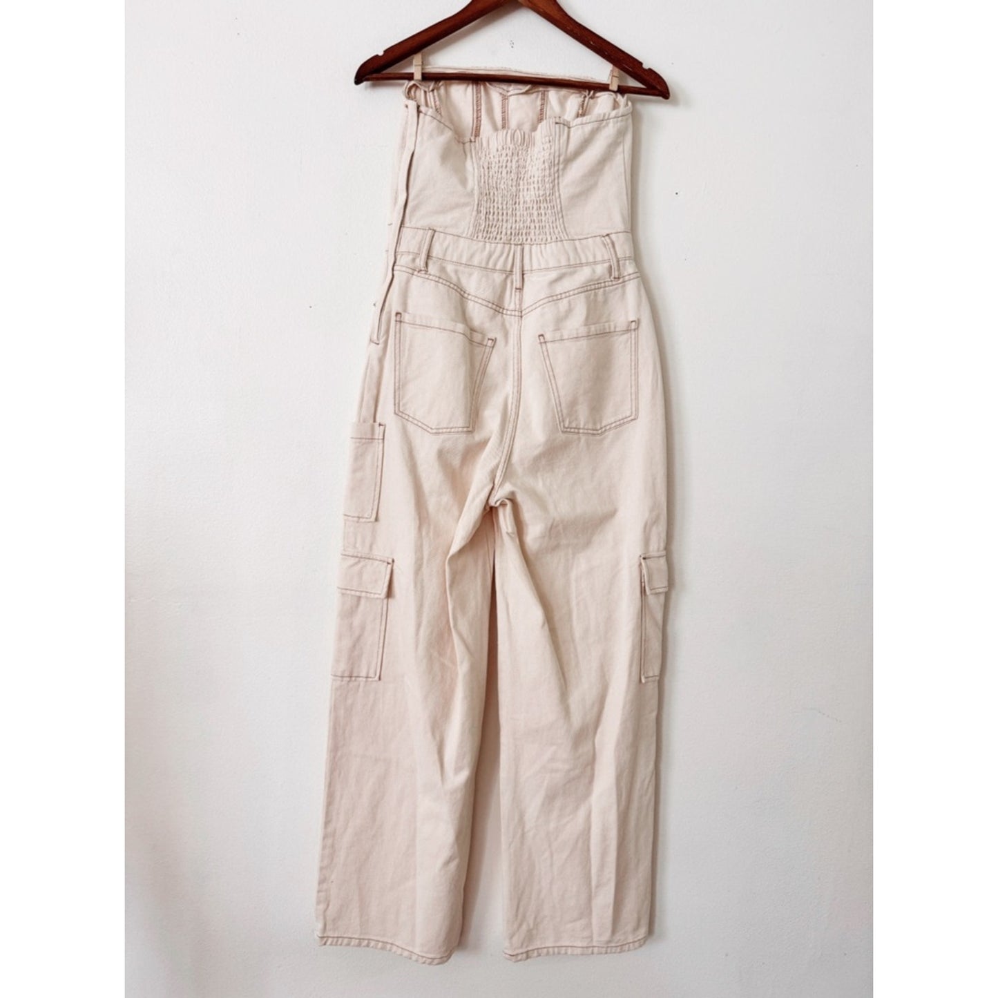 wild fable Cream Strapless Jumpsuit size small