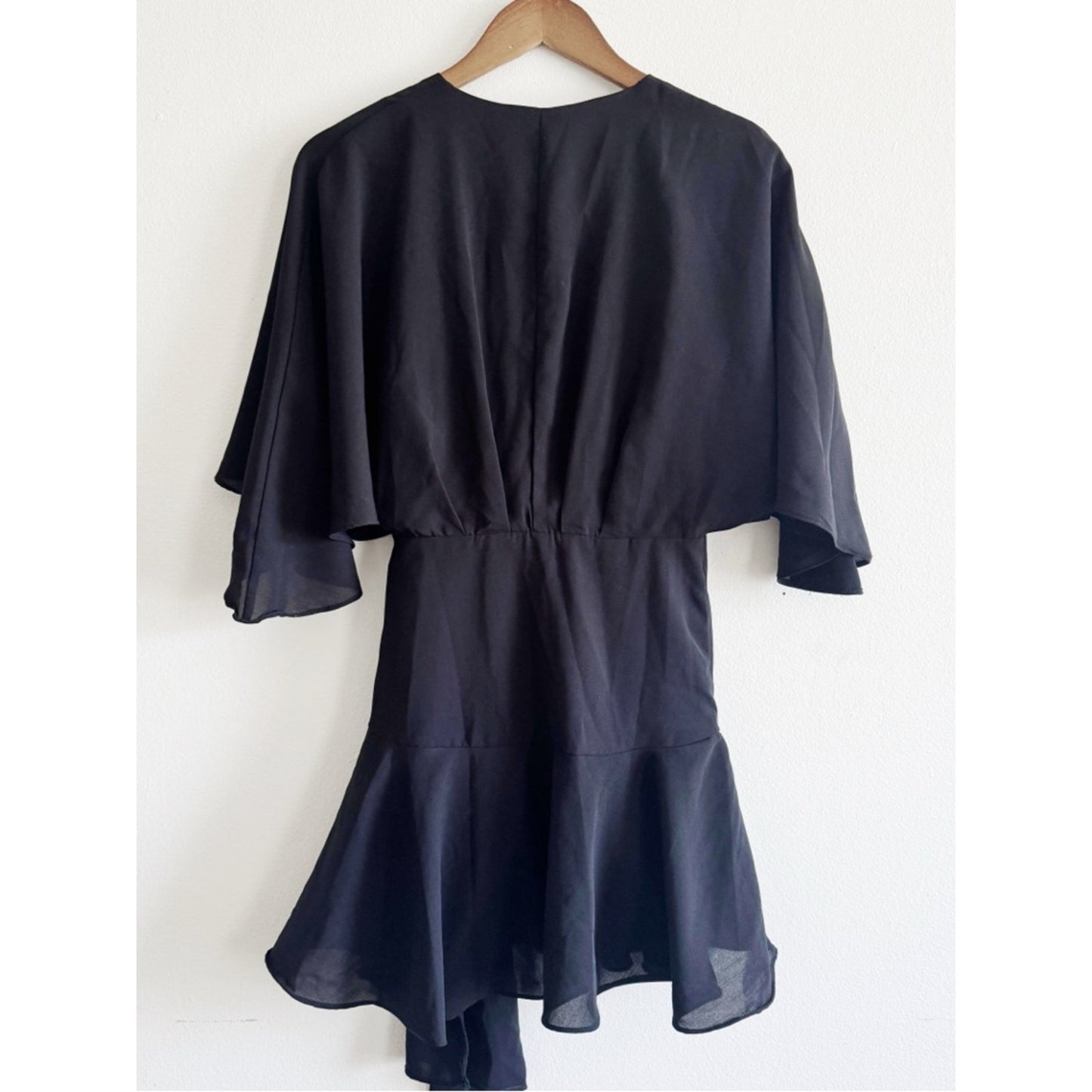 DO+BE Black Wrap Mini Dress romper with Ring Accent small