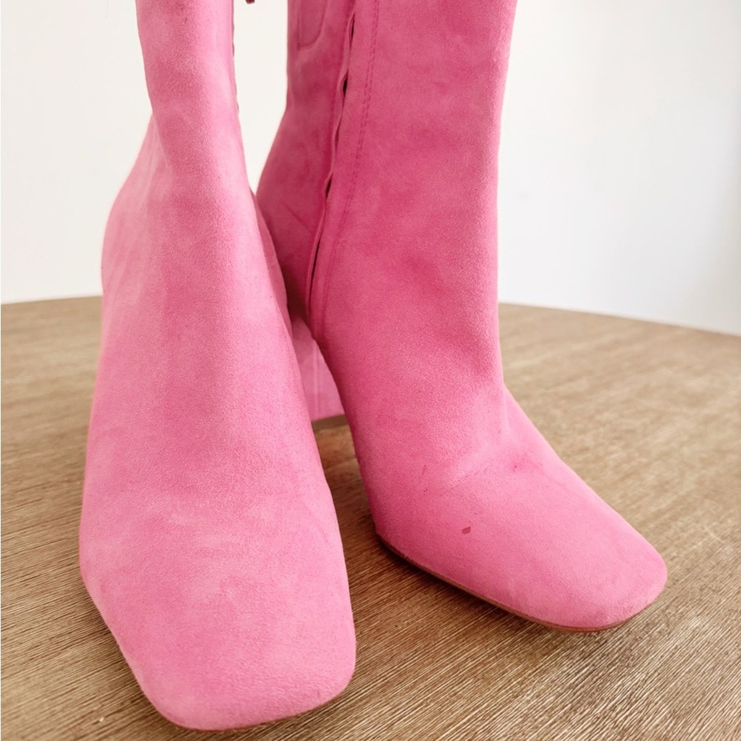 Sam Edelman Women's Pink Suede Block Heel Ankle Booties size 7