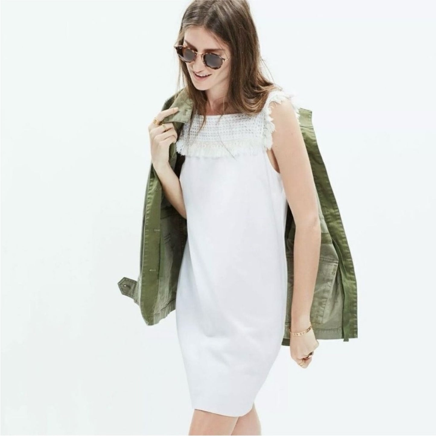 Madewell White Crochet Detail dress