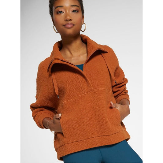 Calia Textured Zip-Front Jacket in Rust Orange small
