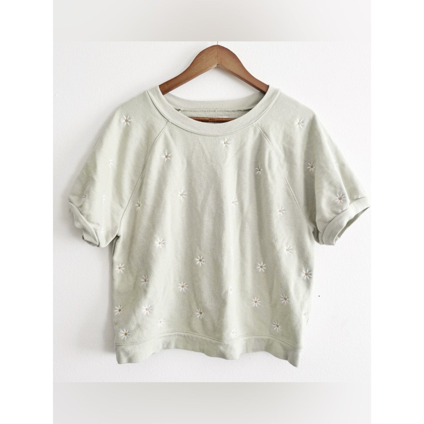 Madewell Light Sage Embroidered floral shirt medium