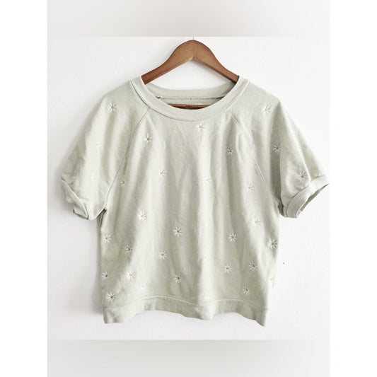 Madewell Light Sage Embroidered floral shirt medium