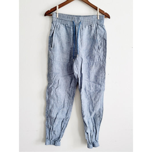 Athleta Light Blue Heathered Linen-Blend Jogger Pants size 2