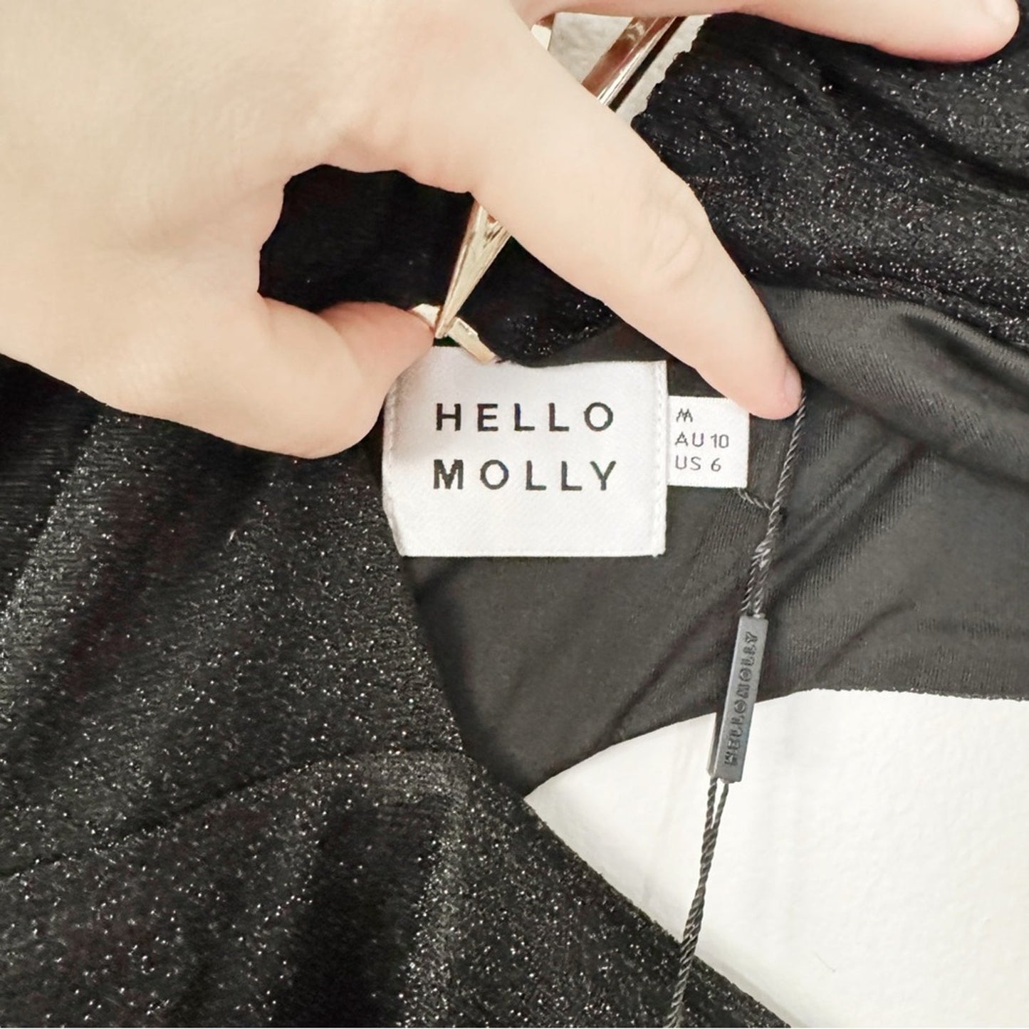 Hello Molly Black Sparkle Mini Dress Medium NWT