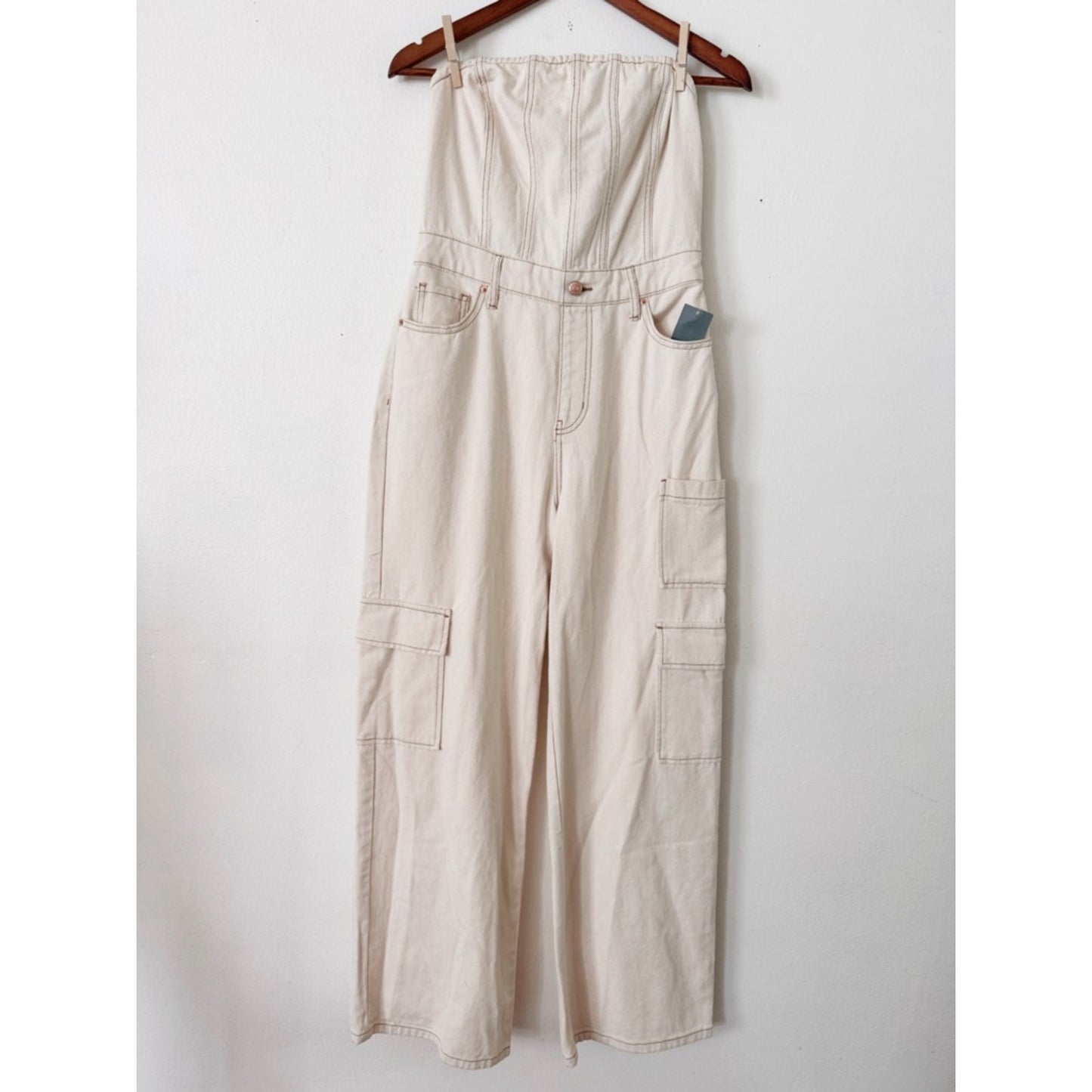 wild fable Cream Strapless Jumpsuit size small