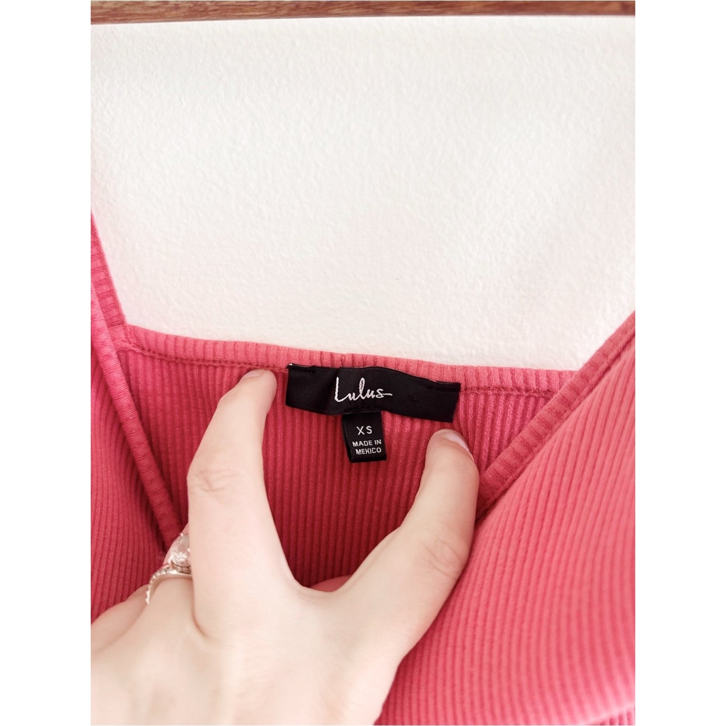 Lulu's Rose Pink Ribbed V-Neck Tank Bodysuit XS