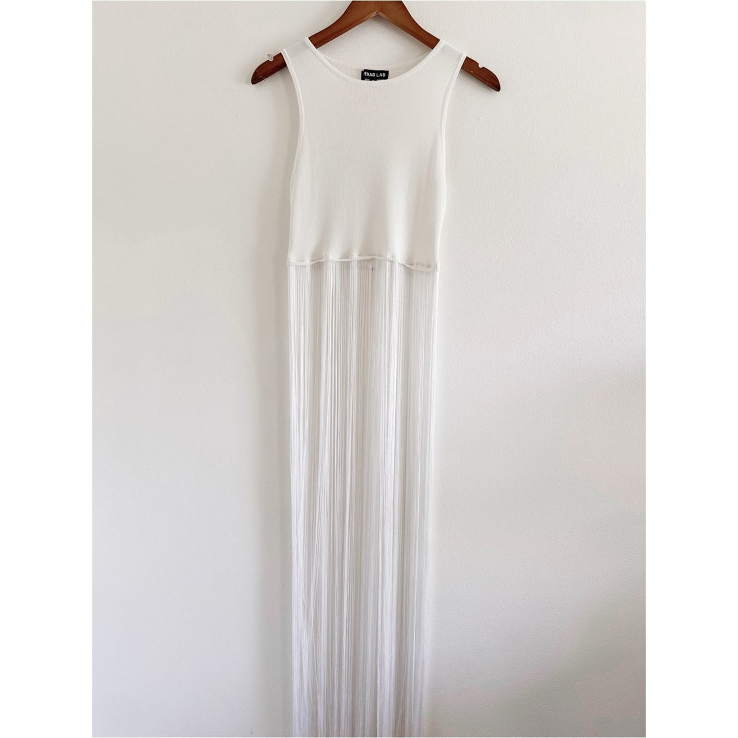 Rehab White Sleeveless tank with long tassels medium