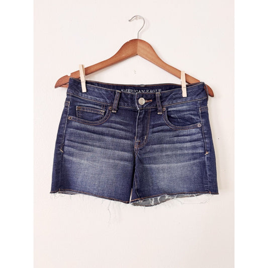 American Eagle Outfitters Women's Washed Blue Denim Cutoff Shorts size 4