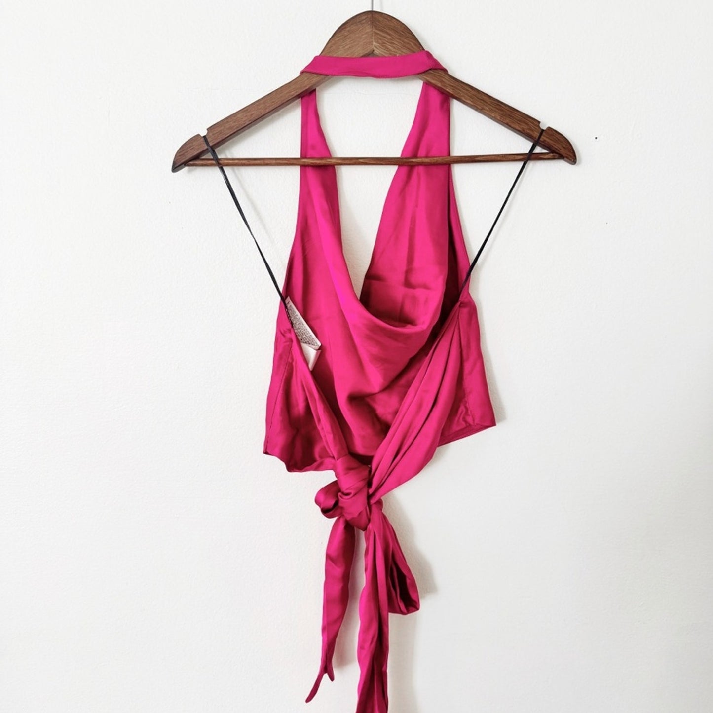 Zara Pink Satin Halter Top XS