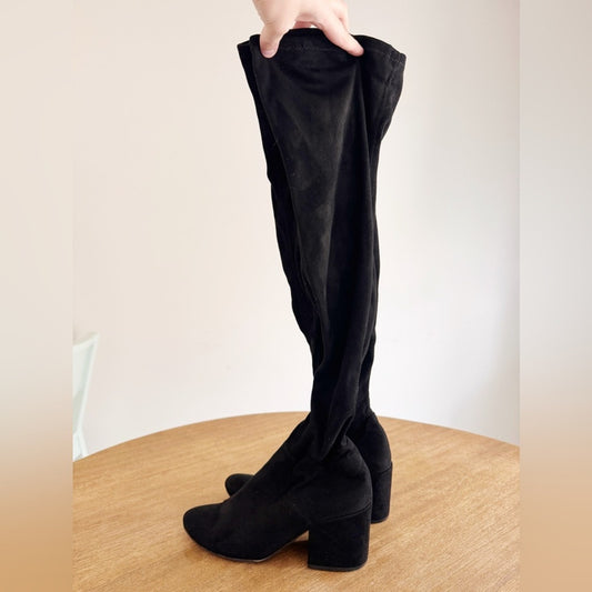 Dolce Vita Black Suede-Look Over-the-Knee Boots Womens 8.5