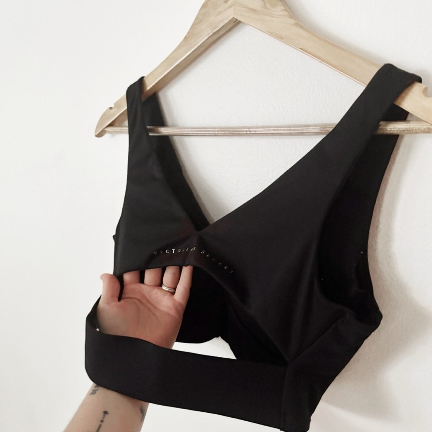 Victoria's Secret Black Wireless V-Neck sports bra medium