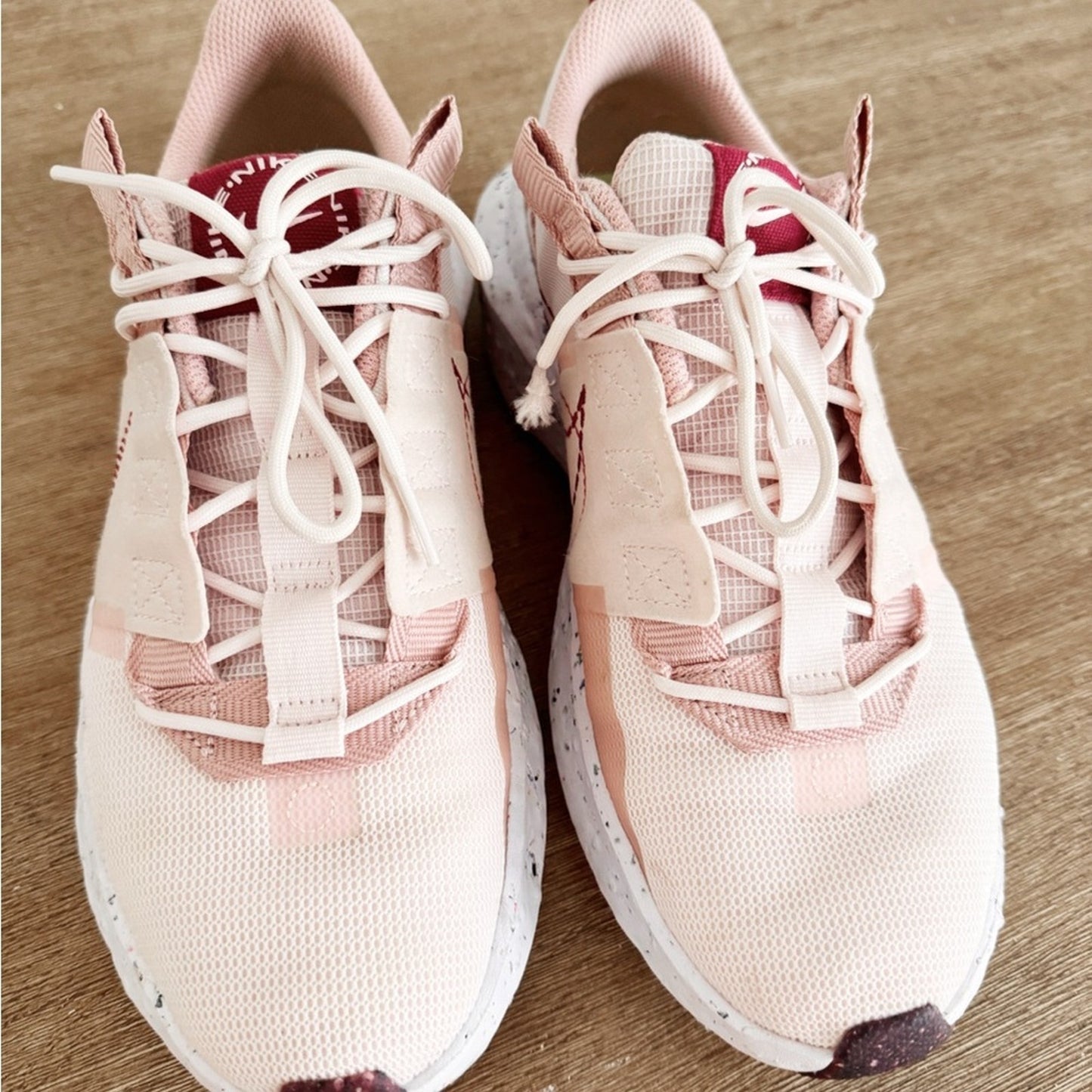 Nike crater impact Women's Pale Pink Running Shoes with Burgundy Swoosh size 9