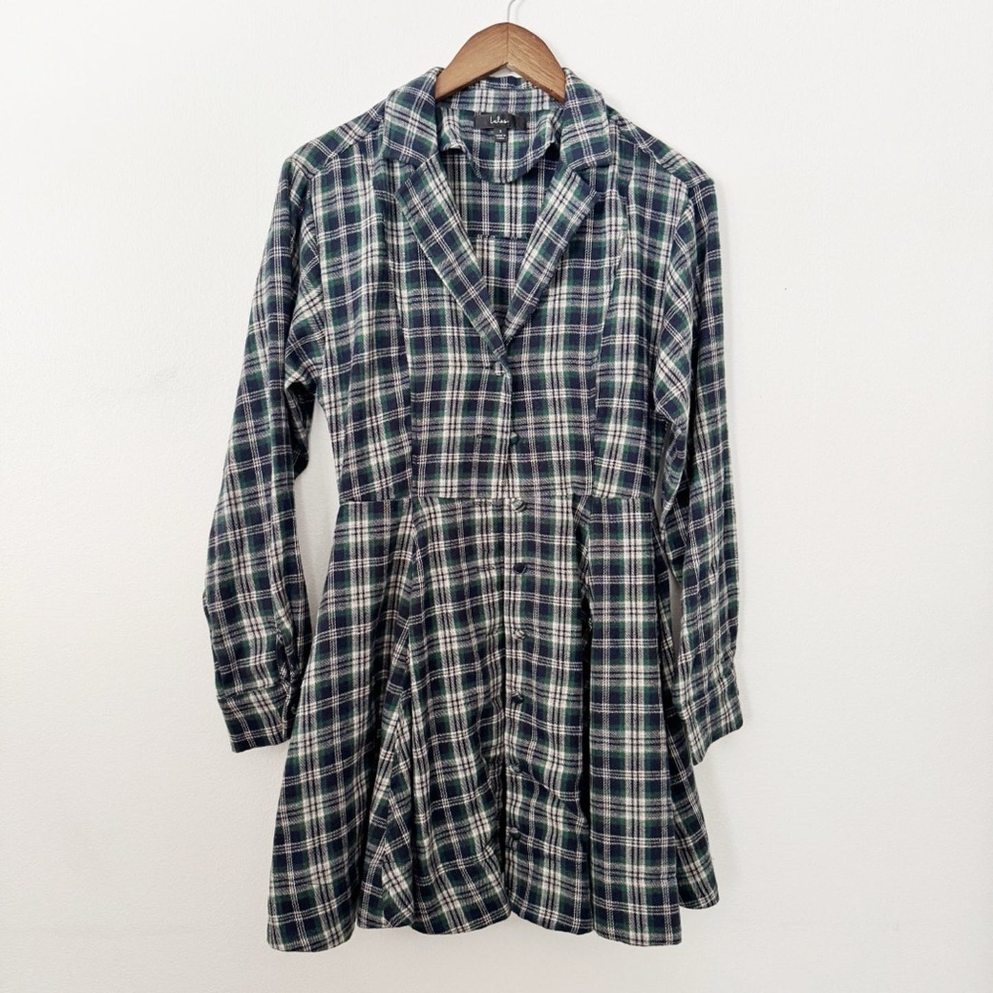 Blue green plaid lulus dress small