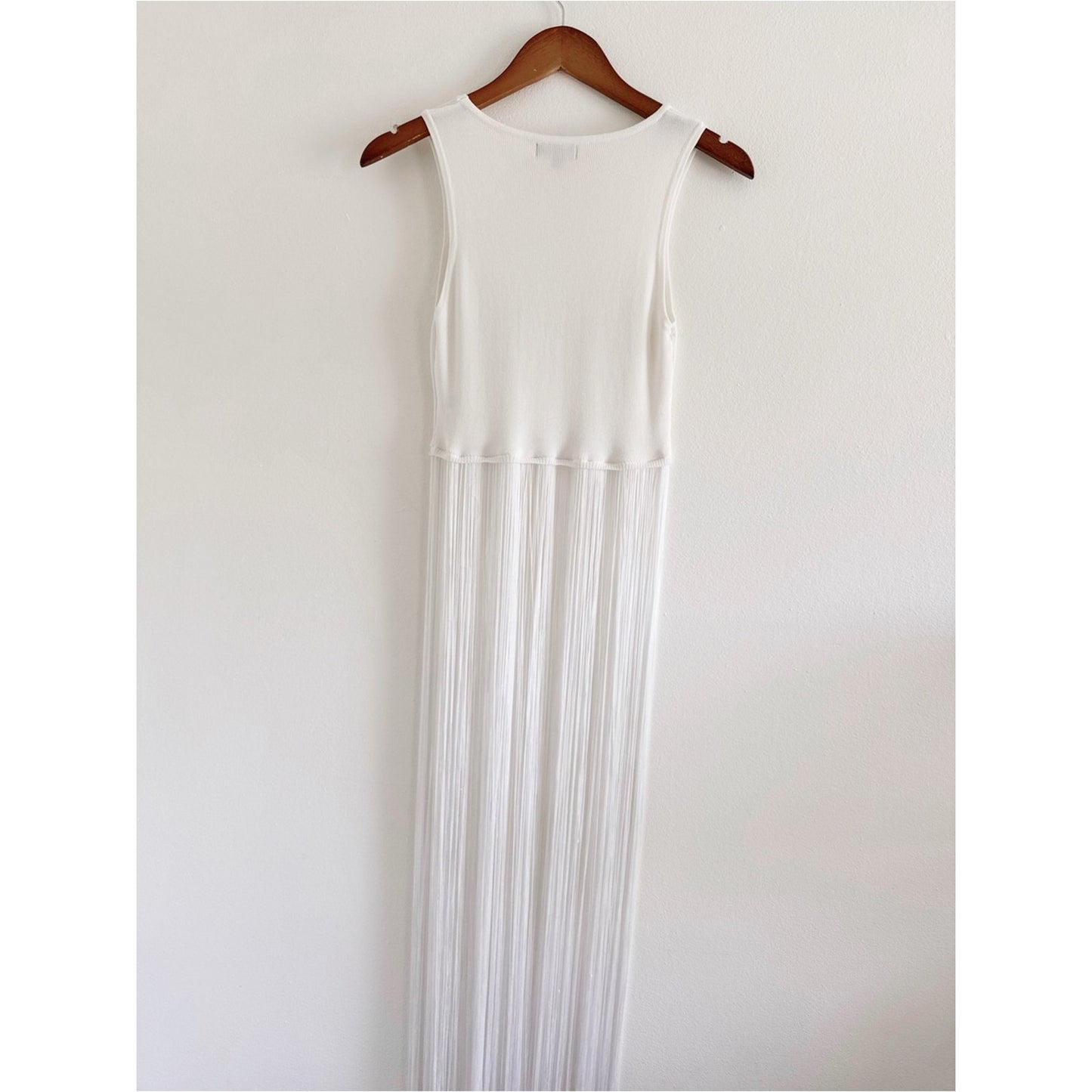 Rehab White Sleeveless tank with long tassels medium