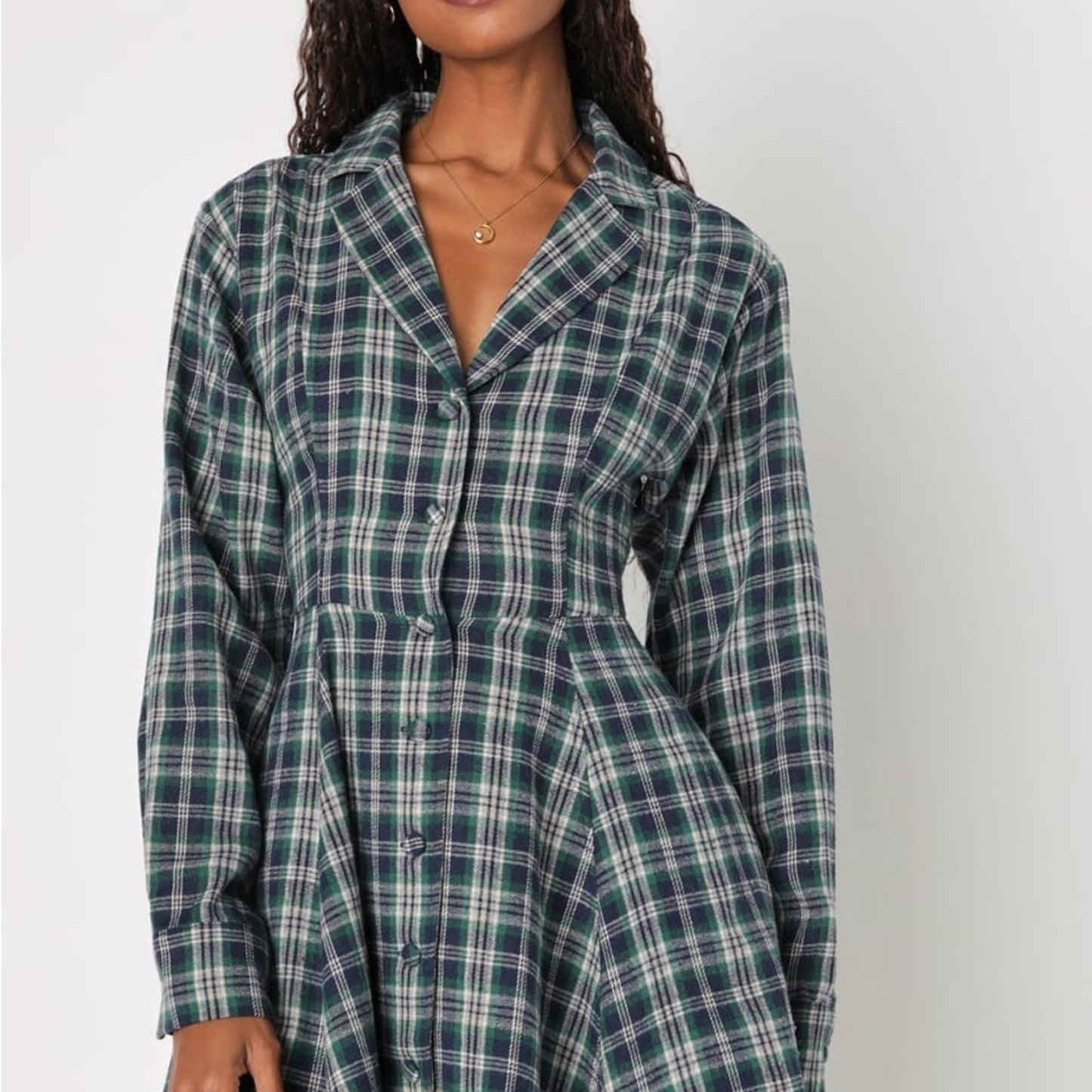 Blue green plaid lulus dress small