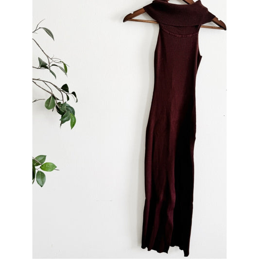 Windsor Brown Sleeveless Knit Turtleneck midi dress large