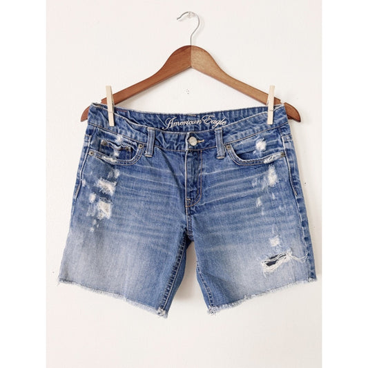 American Eagle Outfitters Y2K Light Blue Distressed Denim Shorts size 2