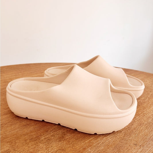 Calia Slide Platform Sandals in Light Beige Womens 10